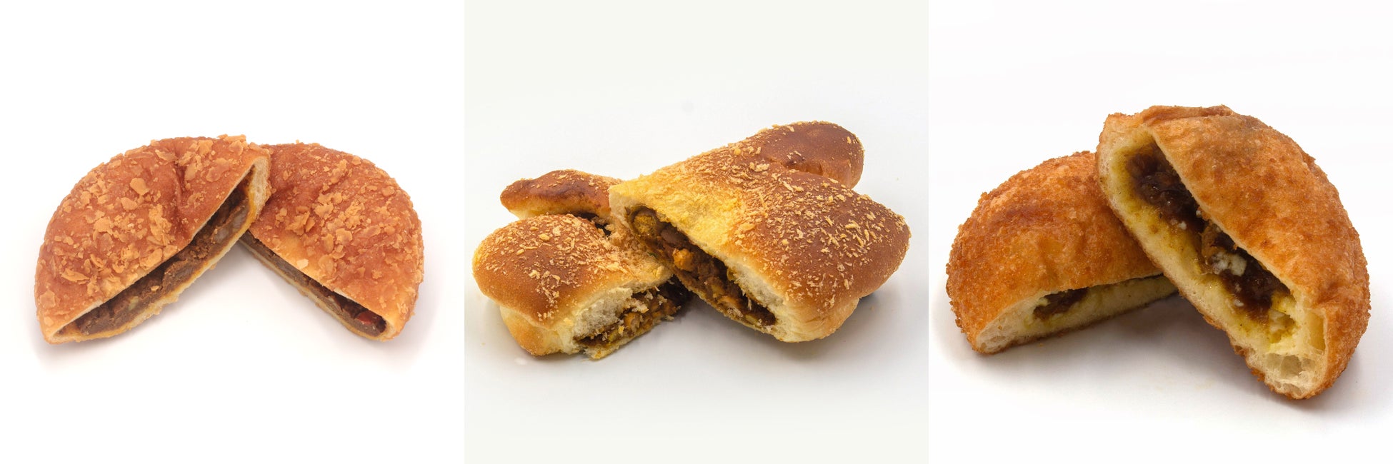 十勝ナイタイ和牛カレーパン、北海道産小麦の旨味カレーパン、揚げチーズカレーパン