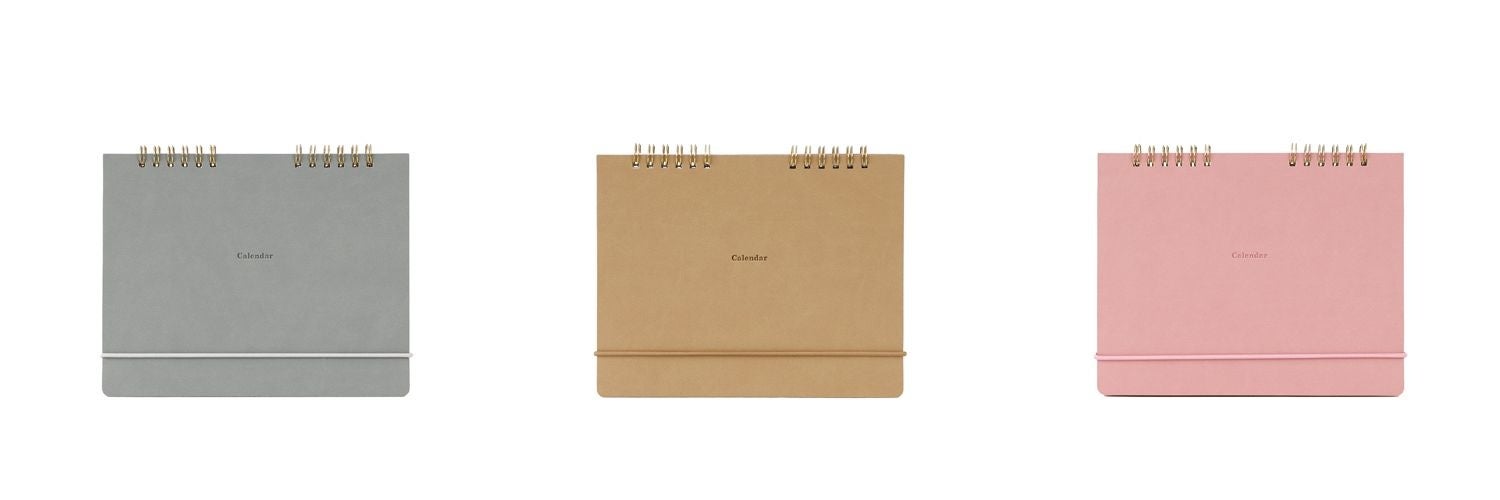 レプレ カレンダー　左からライトグレー、ダークベージュ、ピンク