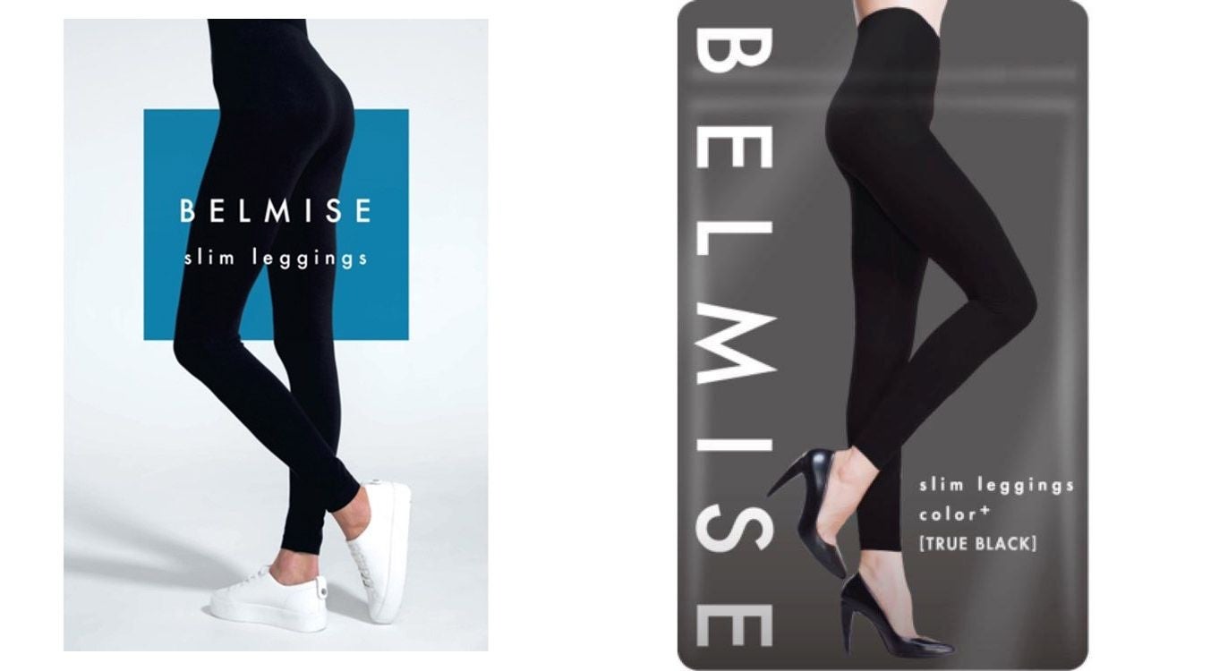 左：スリムレギンス (べルミス) ／ 右：スリムレギンスcolor＋ トゥルーブラック (べルミス)