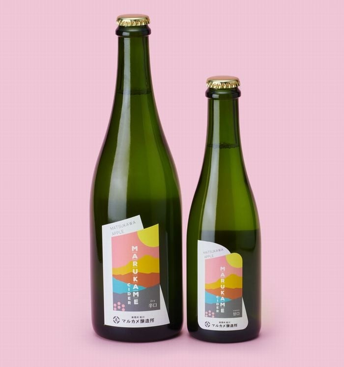 MARUKAME CIDER 辛口 750ml (左)／甘口 375ml (右)