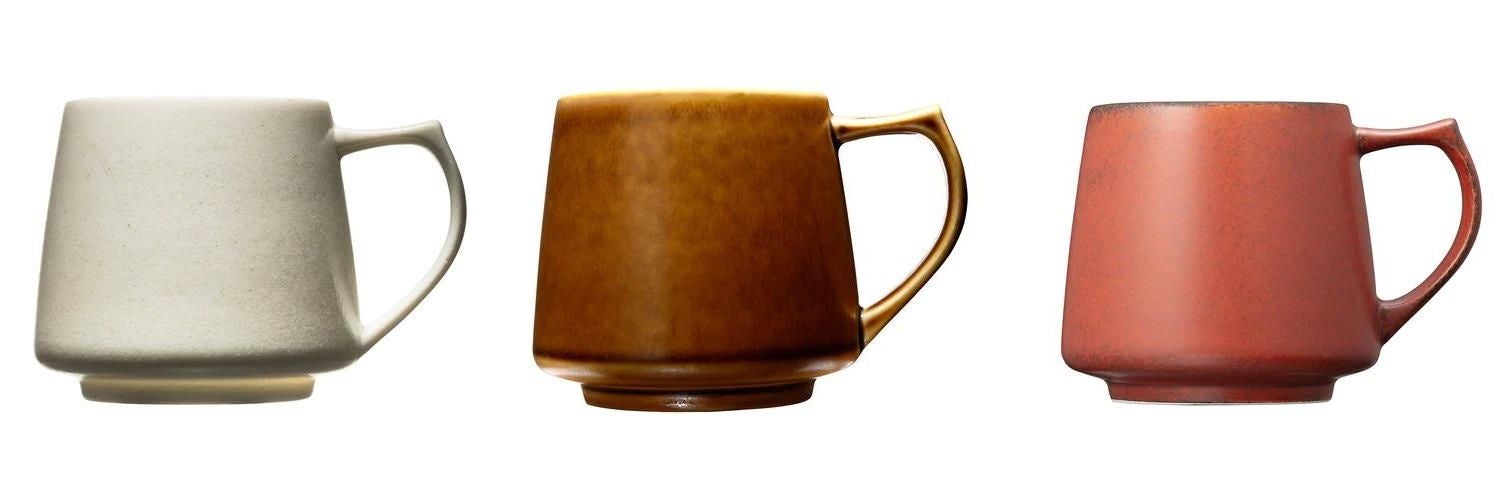 Cores KIKI MUG C811　左から志野、美濃伊賀、鉄釉