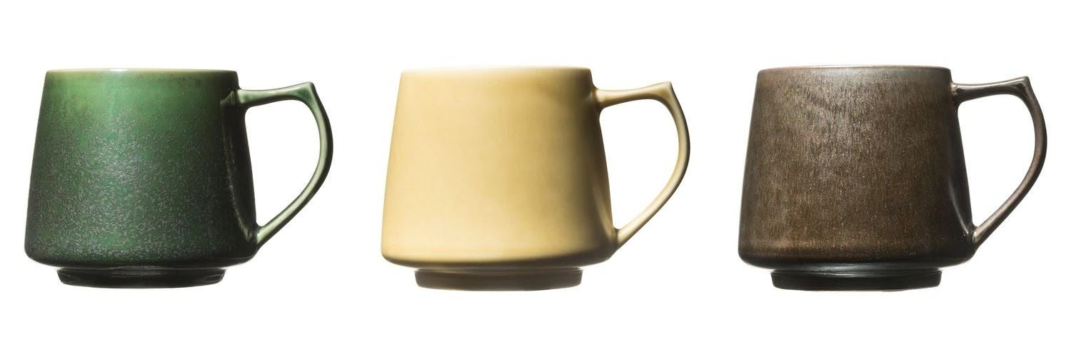 Cores KIKI MUG C811　左から織部、黄瀬戸、瀬戸黒