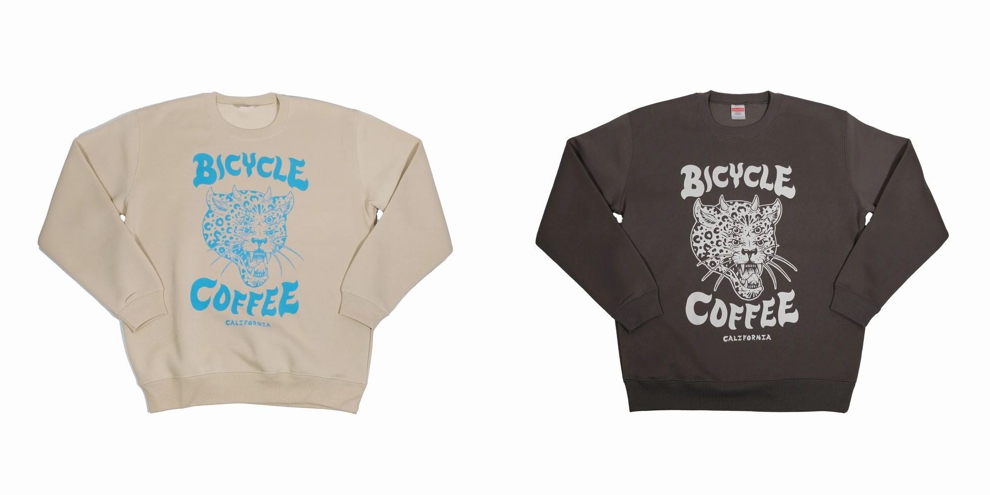BICYCLE COFFEE Leopard Crew　左からSand Beige、Cement