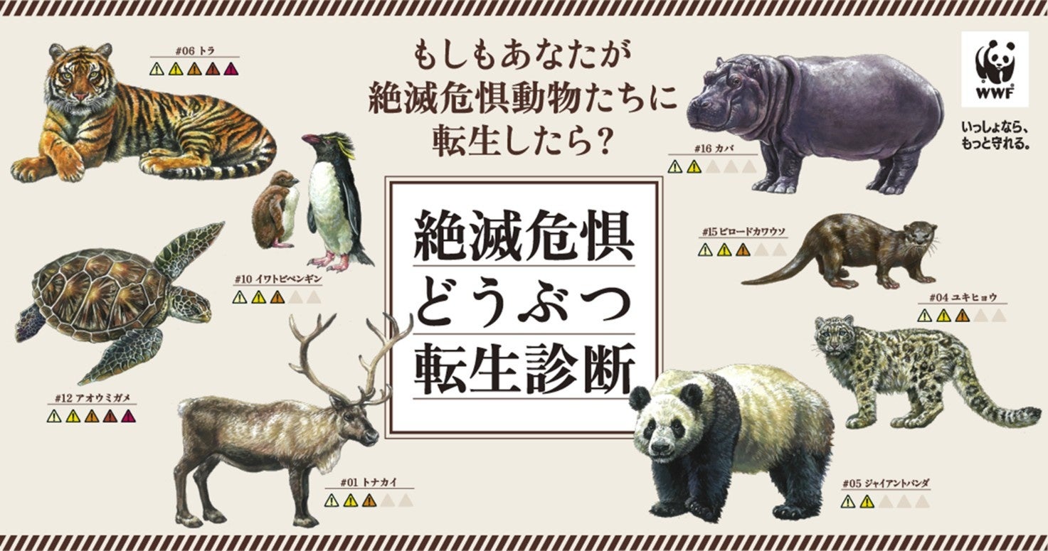 絶滅危惧動物診断で、あなたの転生動物は?WWFが公開! 絶滅危惧動物診断で、あなたの転生動物は?WWFが公開!