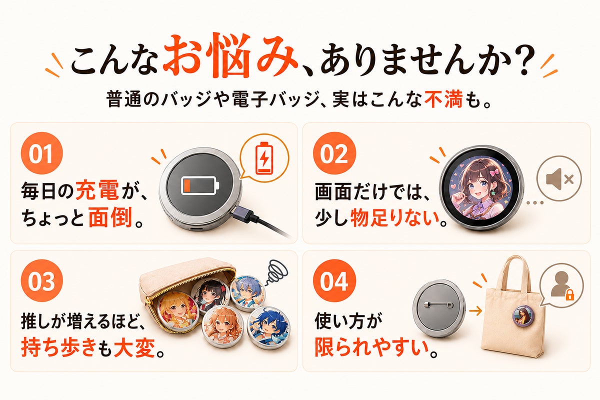 6色電子ペーパーに推しを表示、スピーカーやスマホスタンドにもなる「マルチ電子ばっじ」がCAMPFIREに登場