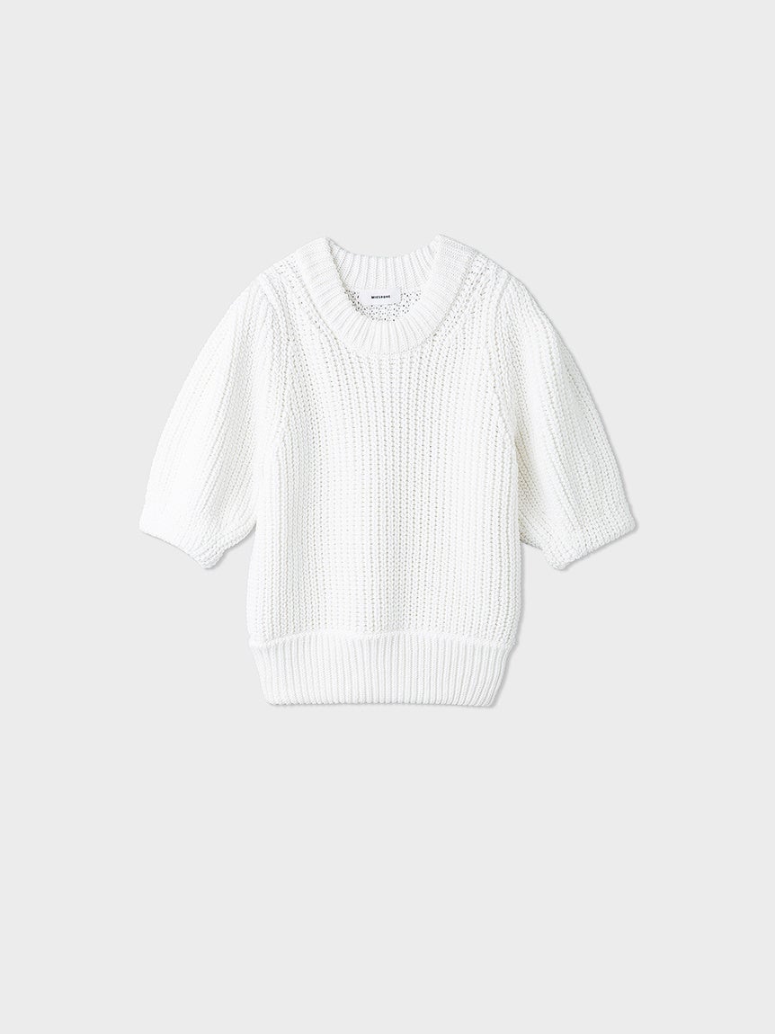 パフスリーブチャンキーニットトップス
