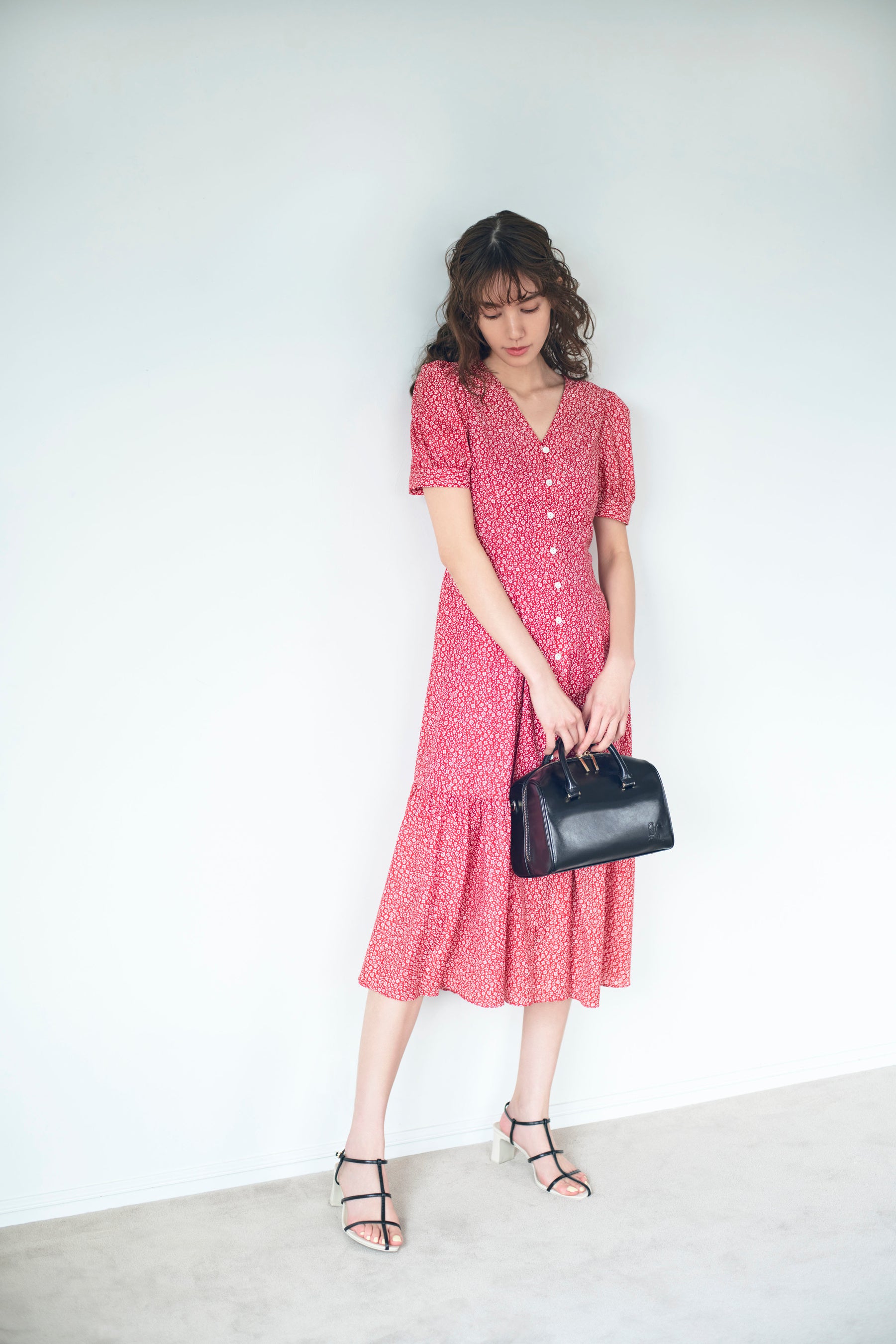 パフスリロングワンピース　RED