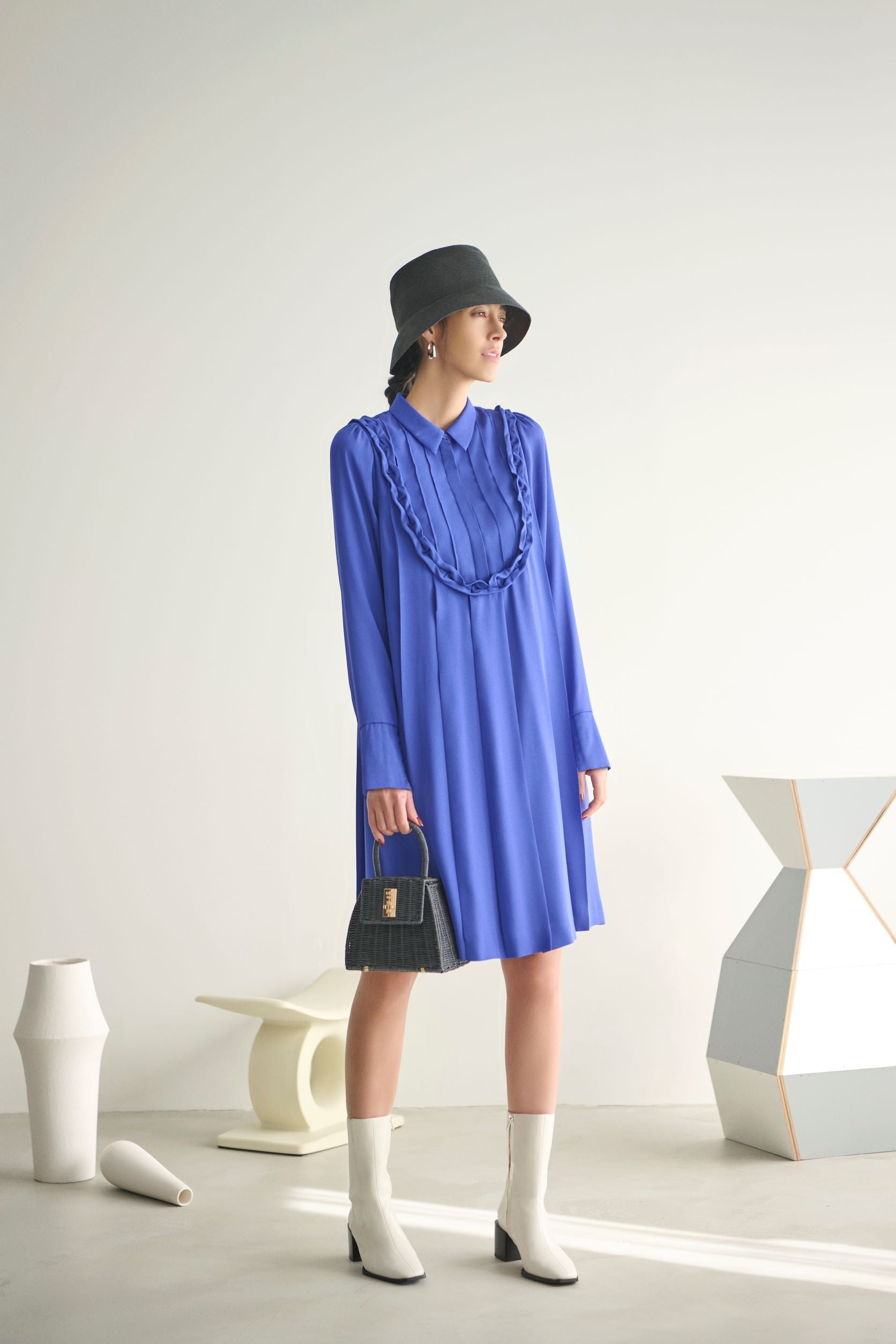 CELFORD × HANAE MORI 蝶ネクタイ付きプリーツワンピース ハナエモリ×セルフォード初コラボ