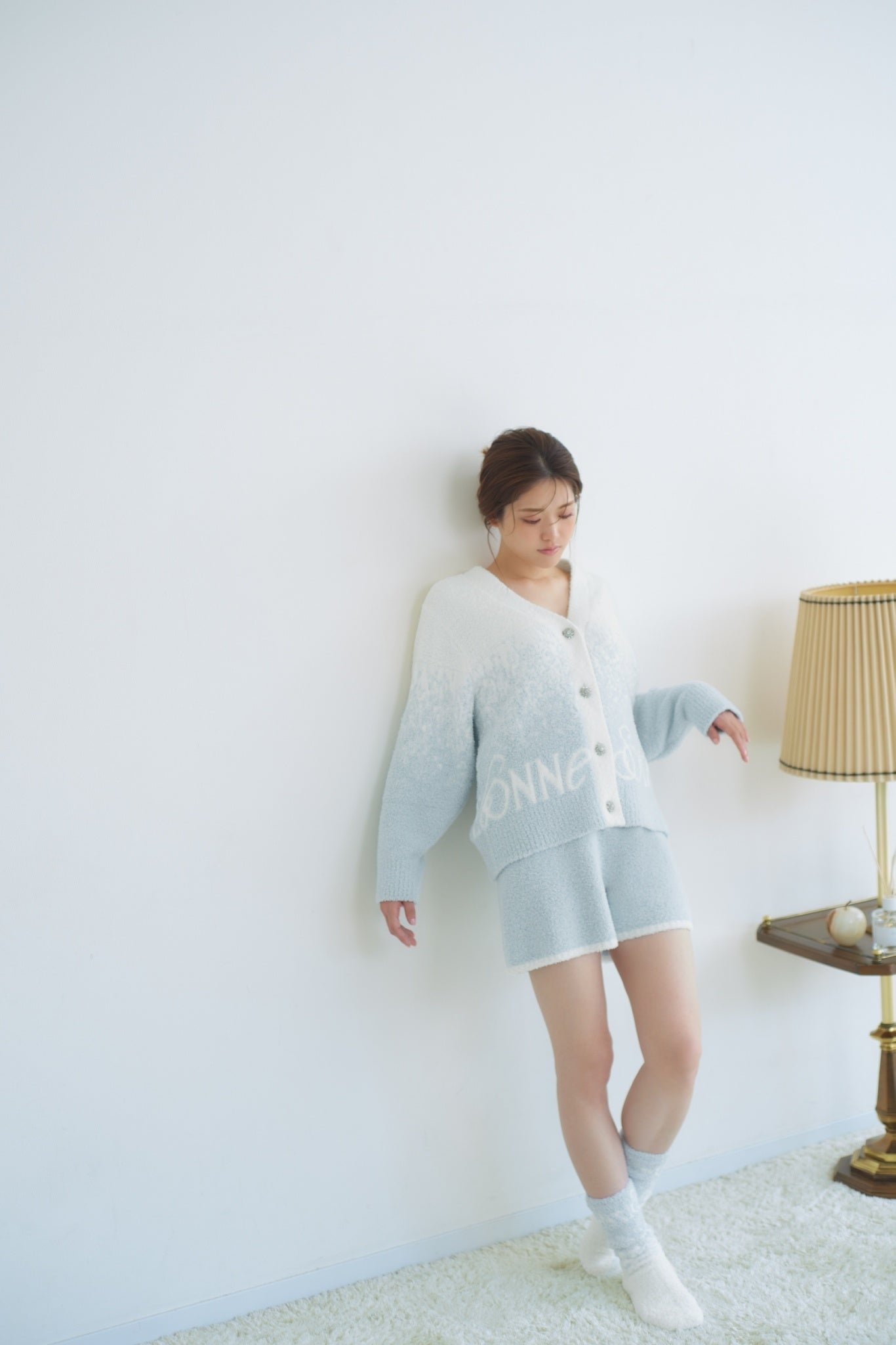 ジャガードニットショートパンツ SAX