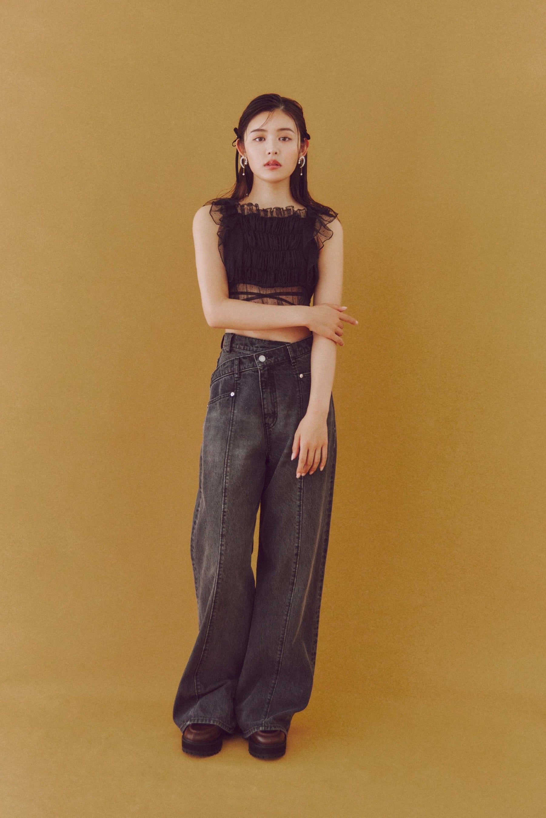 スナイデル　デザインワイドデニム SNIDEL（スナイデル）の「デザインワイドデニム（デニムパンツ）」 - WEAR