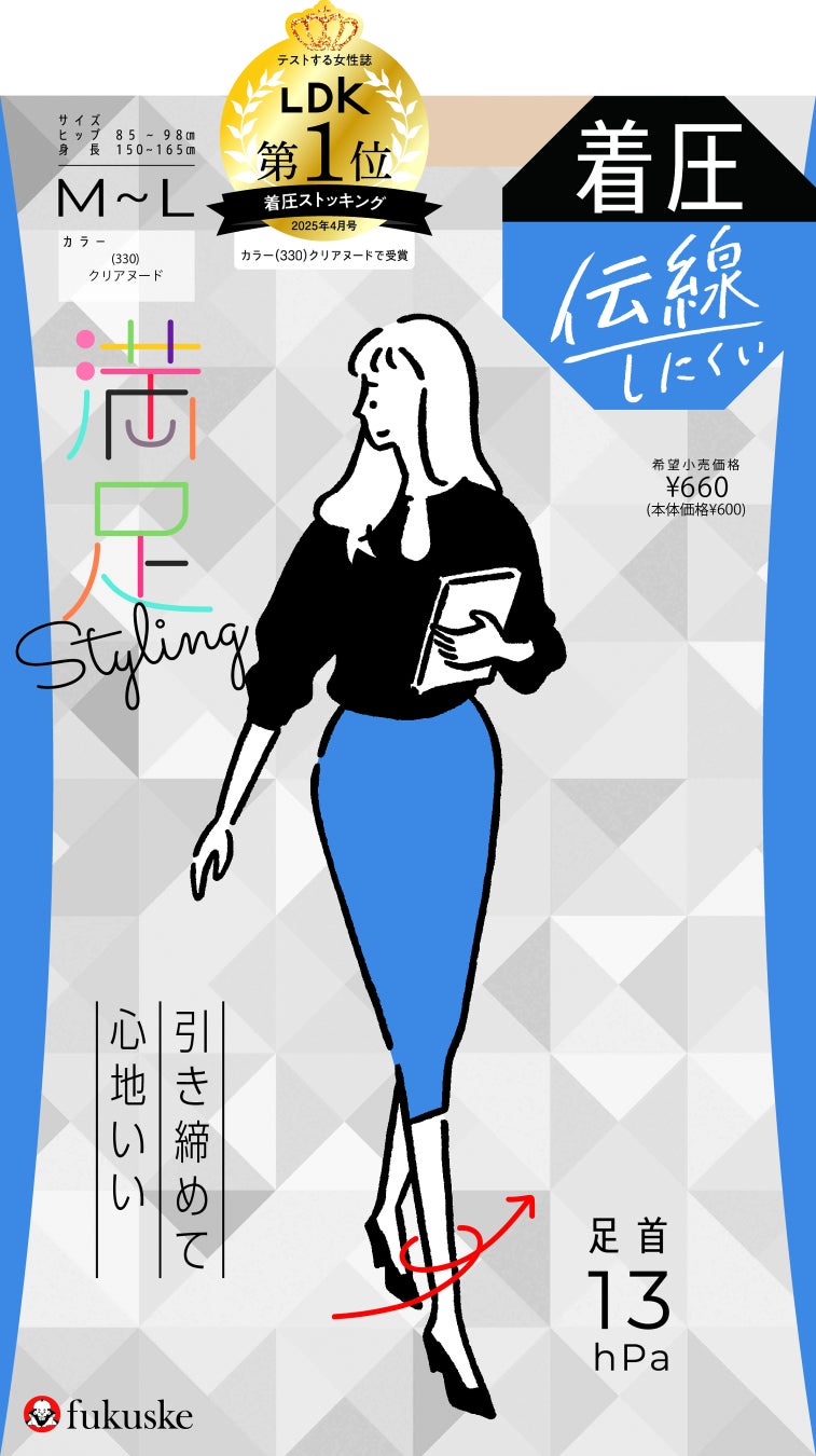 福助「満足」の『着圧 心地いい ストッキング』がテストする女性誌として大人気のLDKにて、第1位&ベストバイに選出