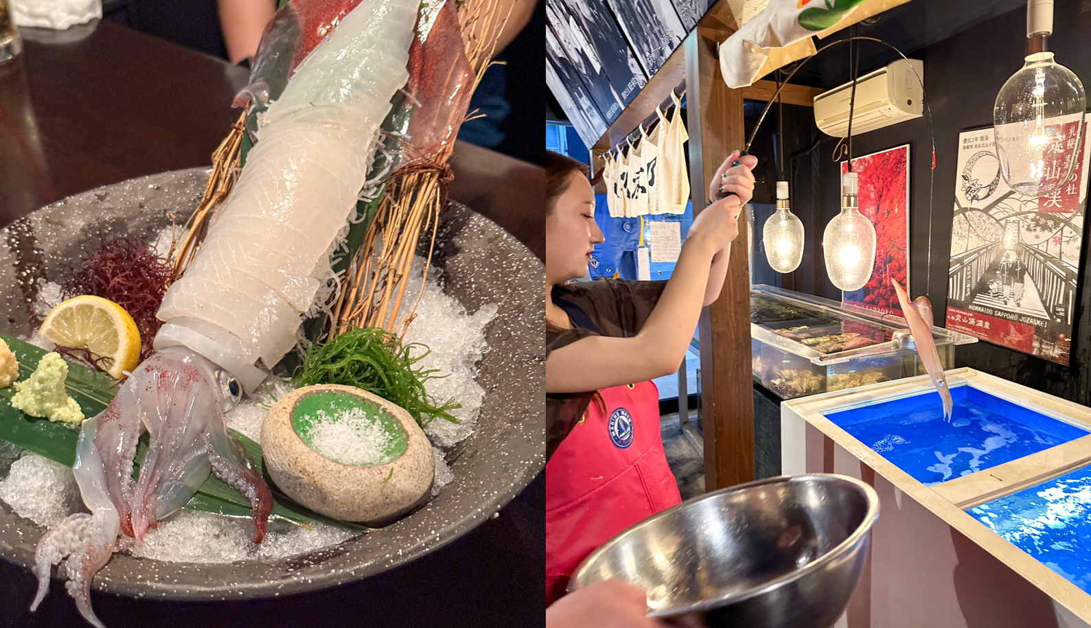 「北海道直送！名古屋初上陸の2m大型イカ釣り堀で新鮮すぎる活イカ造りを堪能しよう！」