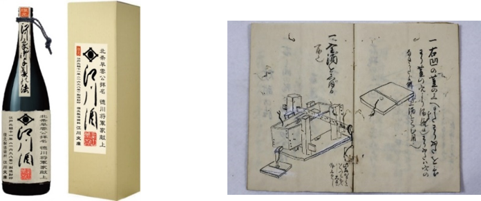 江川酒と製法が描かれた古文書のコピー