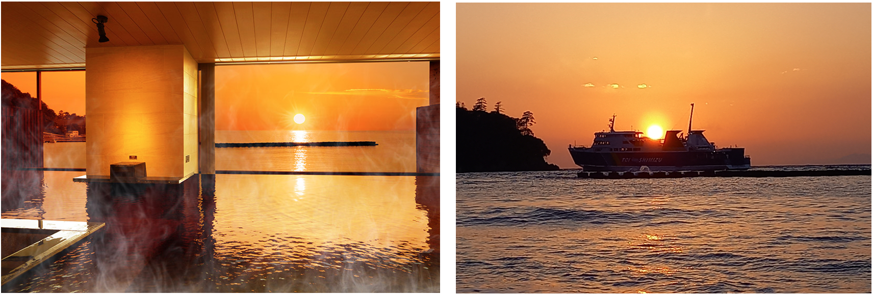 水平線に沈む秋の夕日を眺める宿 大江戸温泉物語 汐美荘 新潟県 村上市 と 土肥マリンホテル 静岡県 伊豆市 で9月1日 秋のまんぞくバイキングスタート 大江戸温泉物語ホテルズ リゾーツ株式会社のプレスリリース