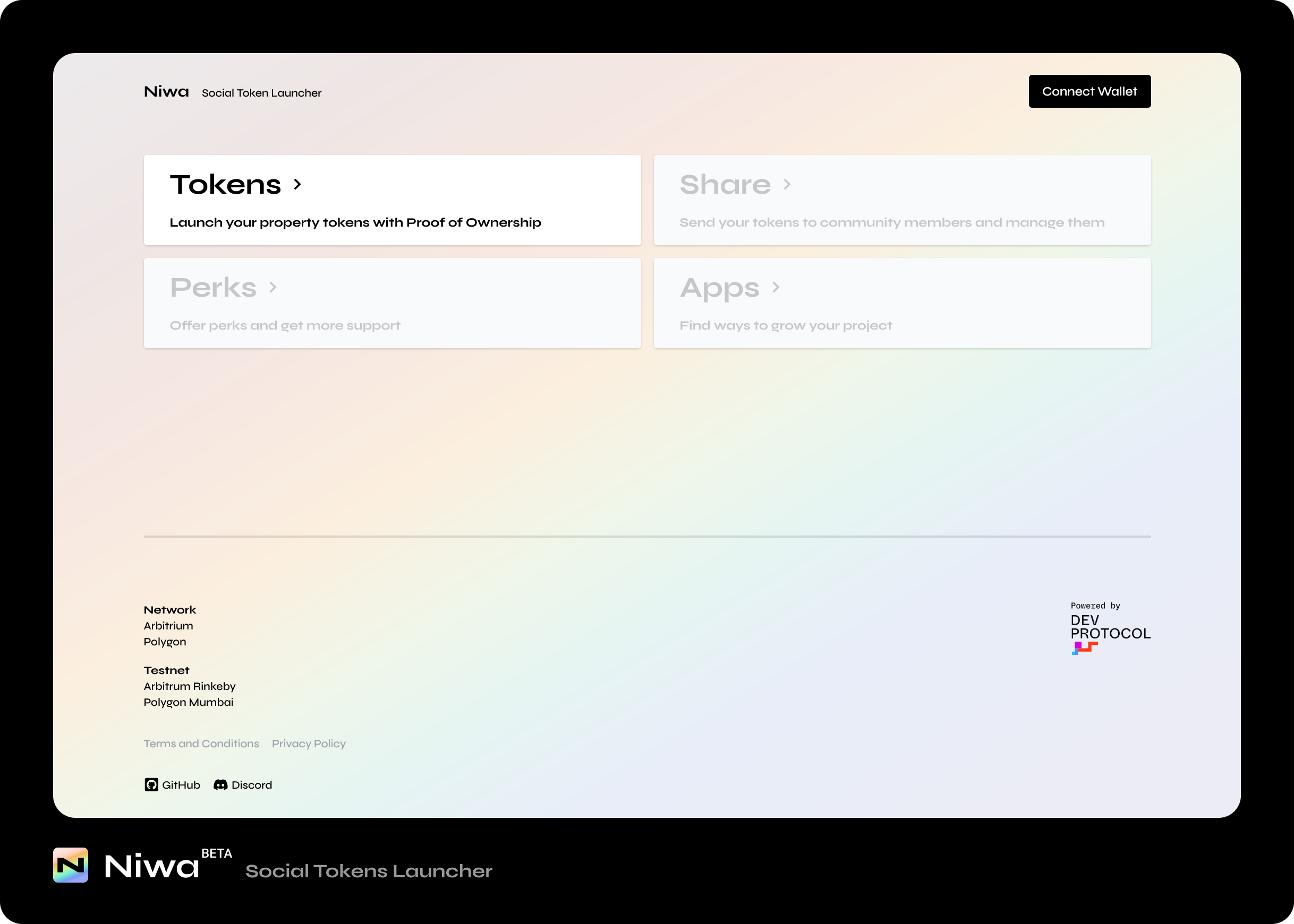ソーシャルトークン発行ツール「Niwa」のTOP画面