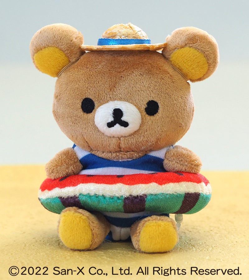 リラックマおでかけぬいぐるみキーホルダー（水着・うきわ・帽子はすべて着脱可能）