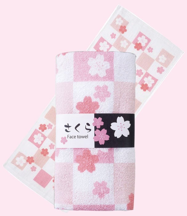 桜柄のフェイスタオル