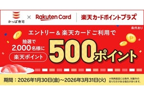 かっぱ寿司で【楽天ポイント500ポイント】が2,000名に当たる