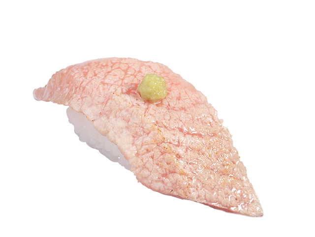 『本鮪の炙りカマトロ わさびのせ』一貫330円（税込）