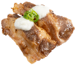 『牛カルビ炙りとろろのせ』 二貫165円(税込)