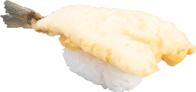 『北海道産 天然白身魚天にぎり』 一貫110円（税込）