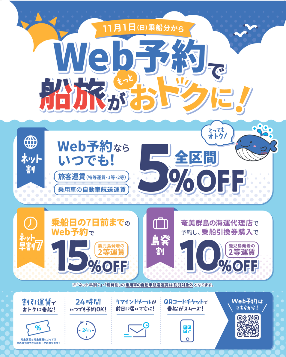 鹿児島～奄美群島～沖縄航路で11月1日より新たな割引制度をスタート