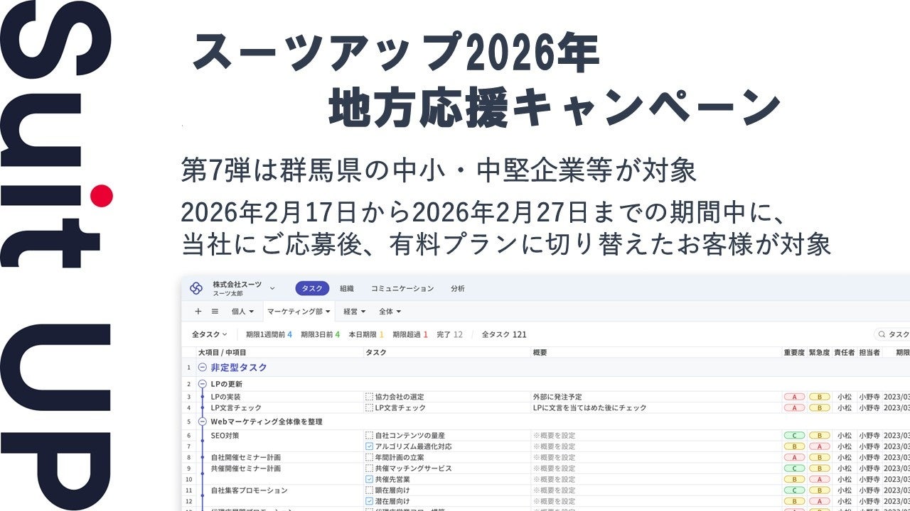 「スーツアップ2026年地方応援キャンペーン」第7弾（群馬県）のお知らせ