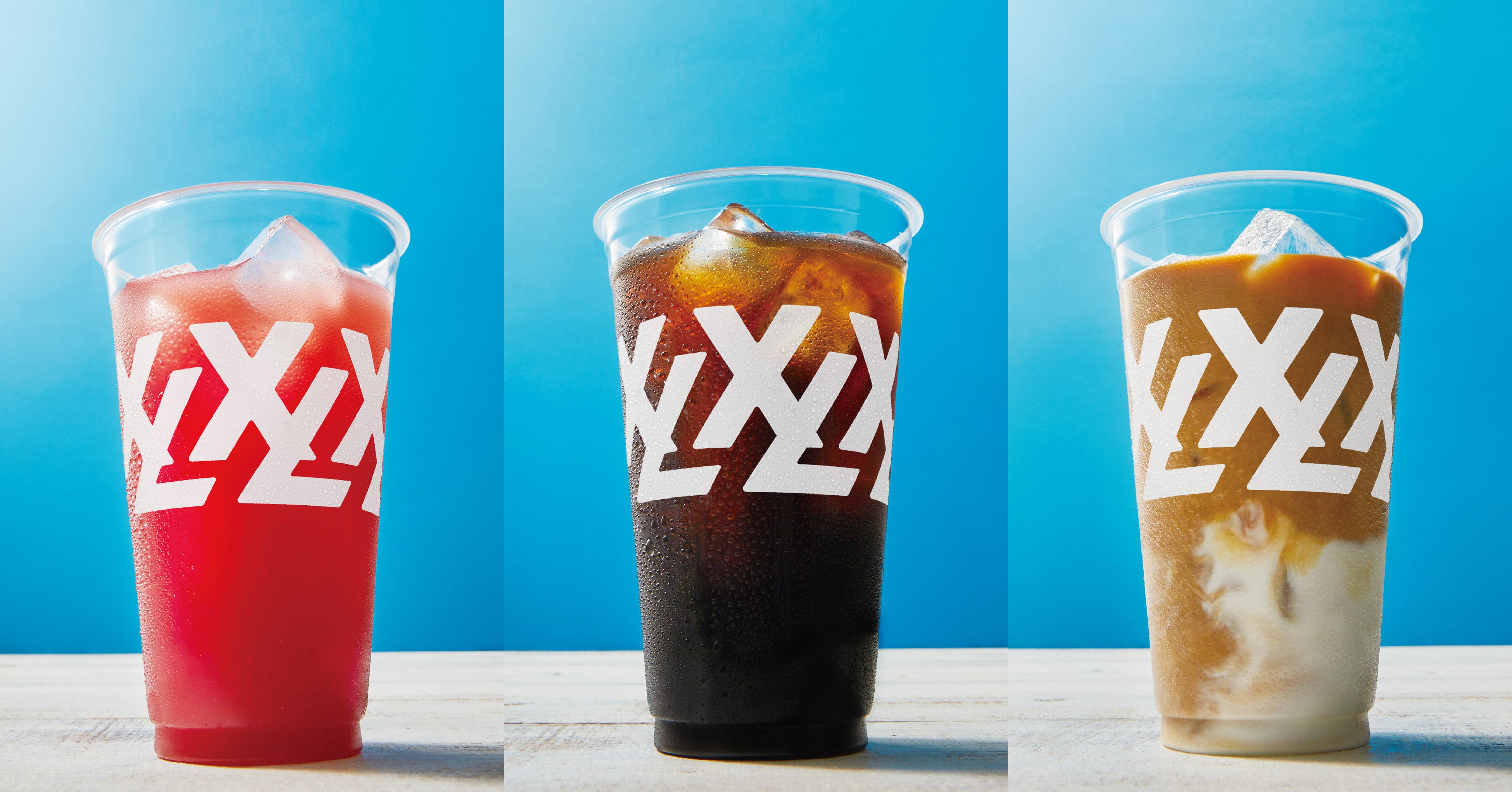 左から「たっぷりすいかジュース」620円、「たっぷりアイス」490円、「たっぷりアイスオレ」555円※2