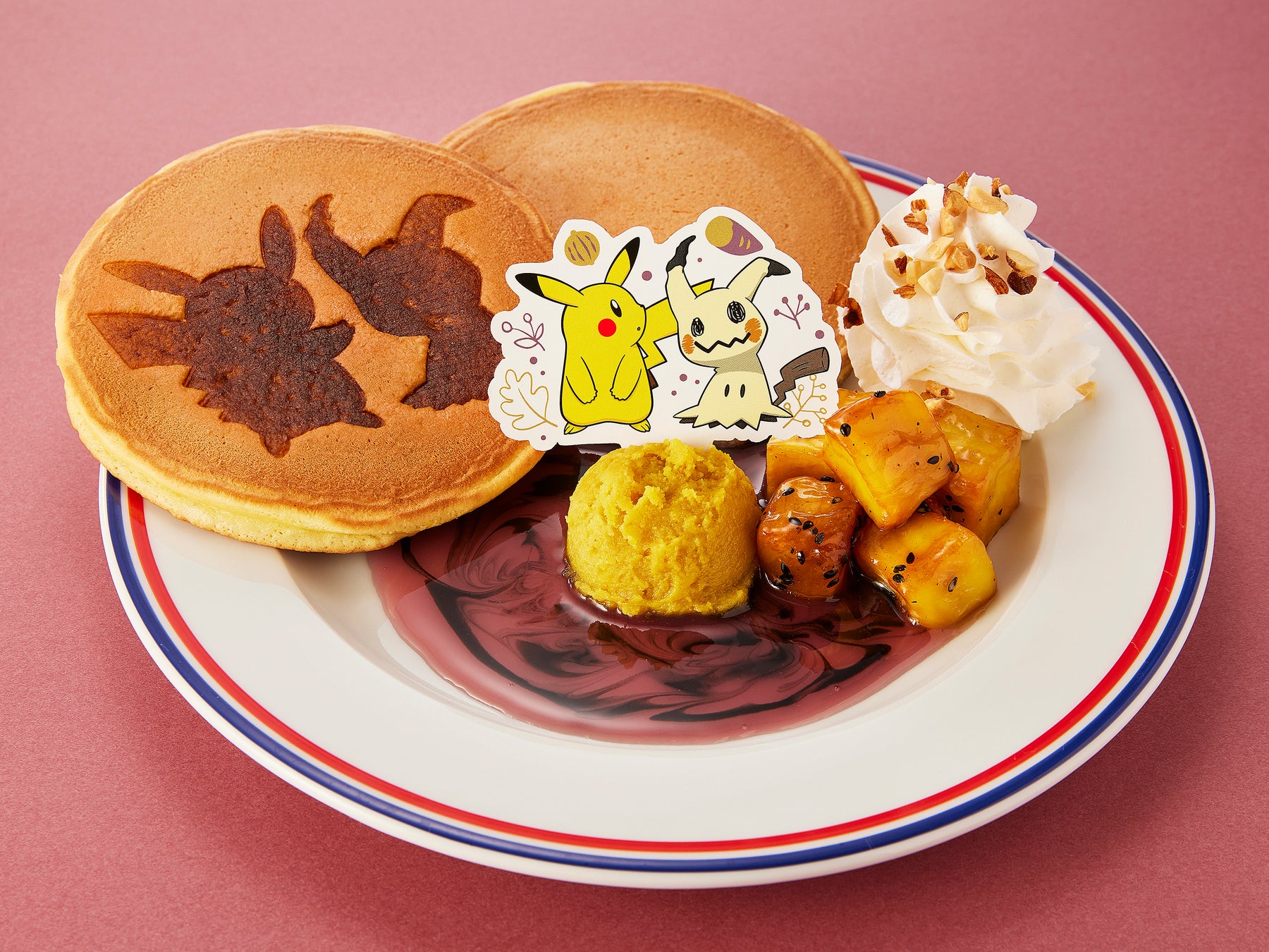 「ピカチュウとミミッキュの”かげうち”さつま芋ナッツパンケーキ」