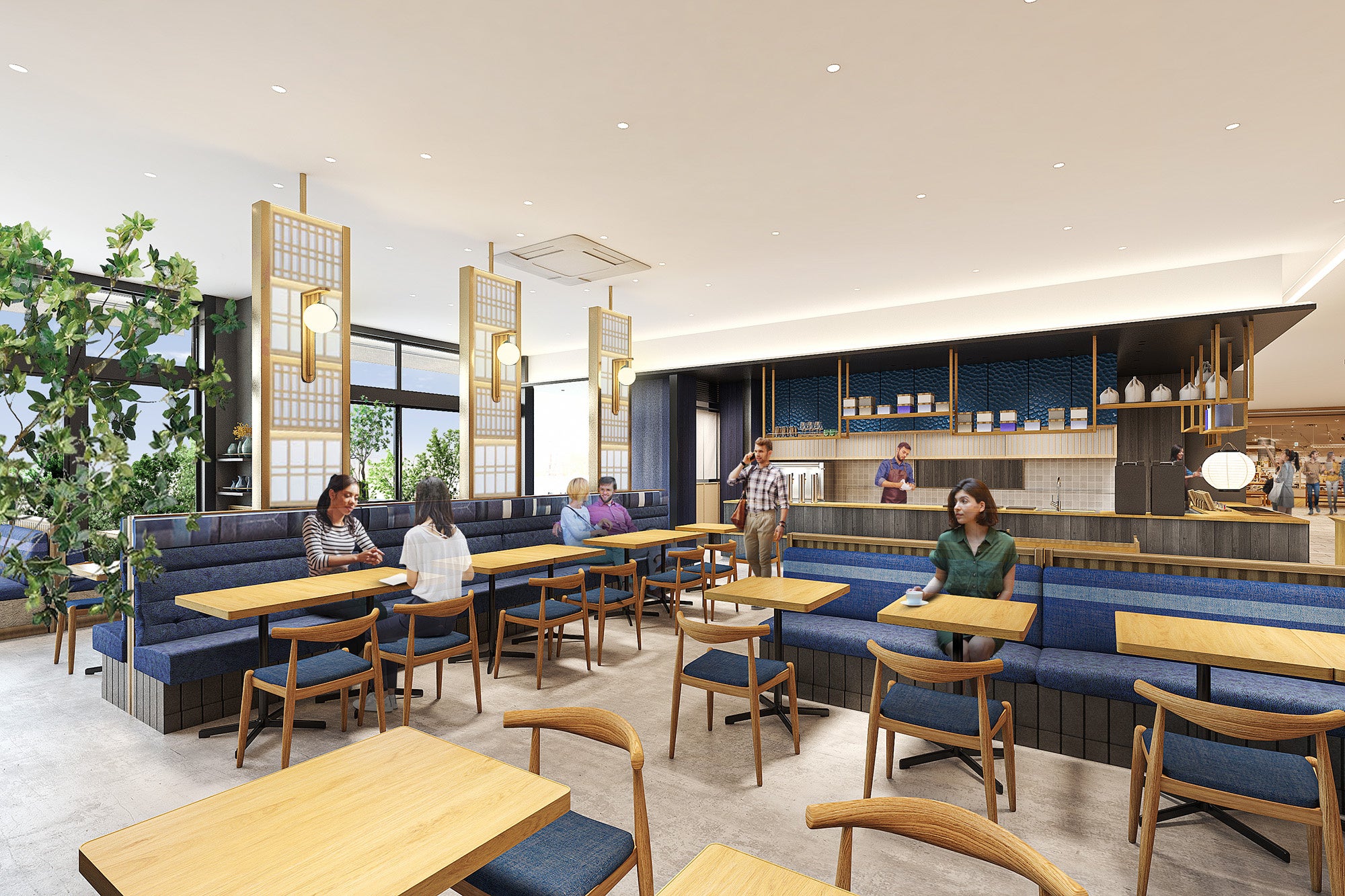 「和カフェ Tsumugi 有明ガーデン店」の内観