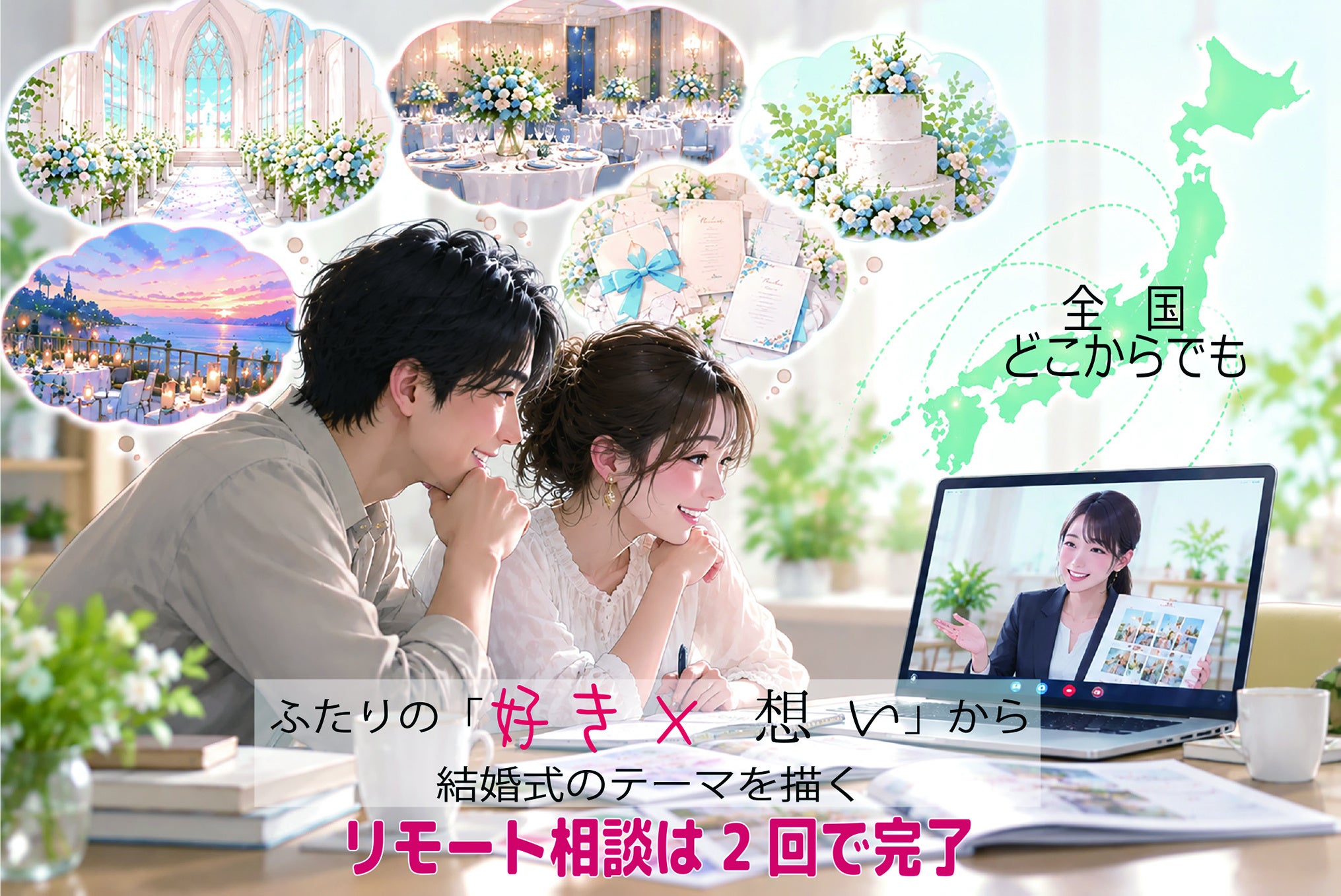 【S-ONE WEDDING】式場選びの新提案。ふたりの「好き × 想い」からウェディングテーマを描く。世界観を結婚式へ。リモート相談を11月1日から開始
