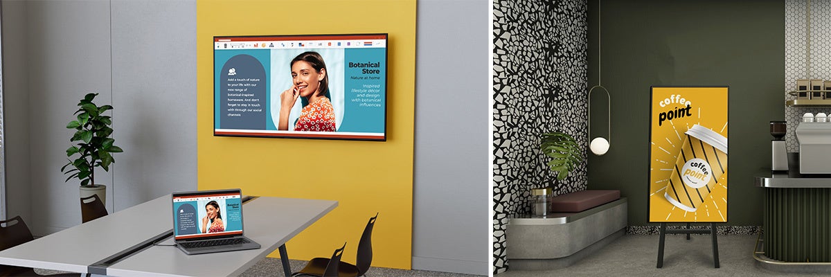 会議室用ディスプレイやサイネージ用途での設置イメージ