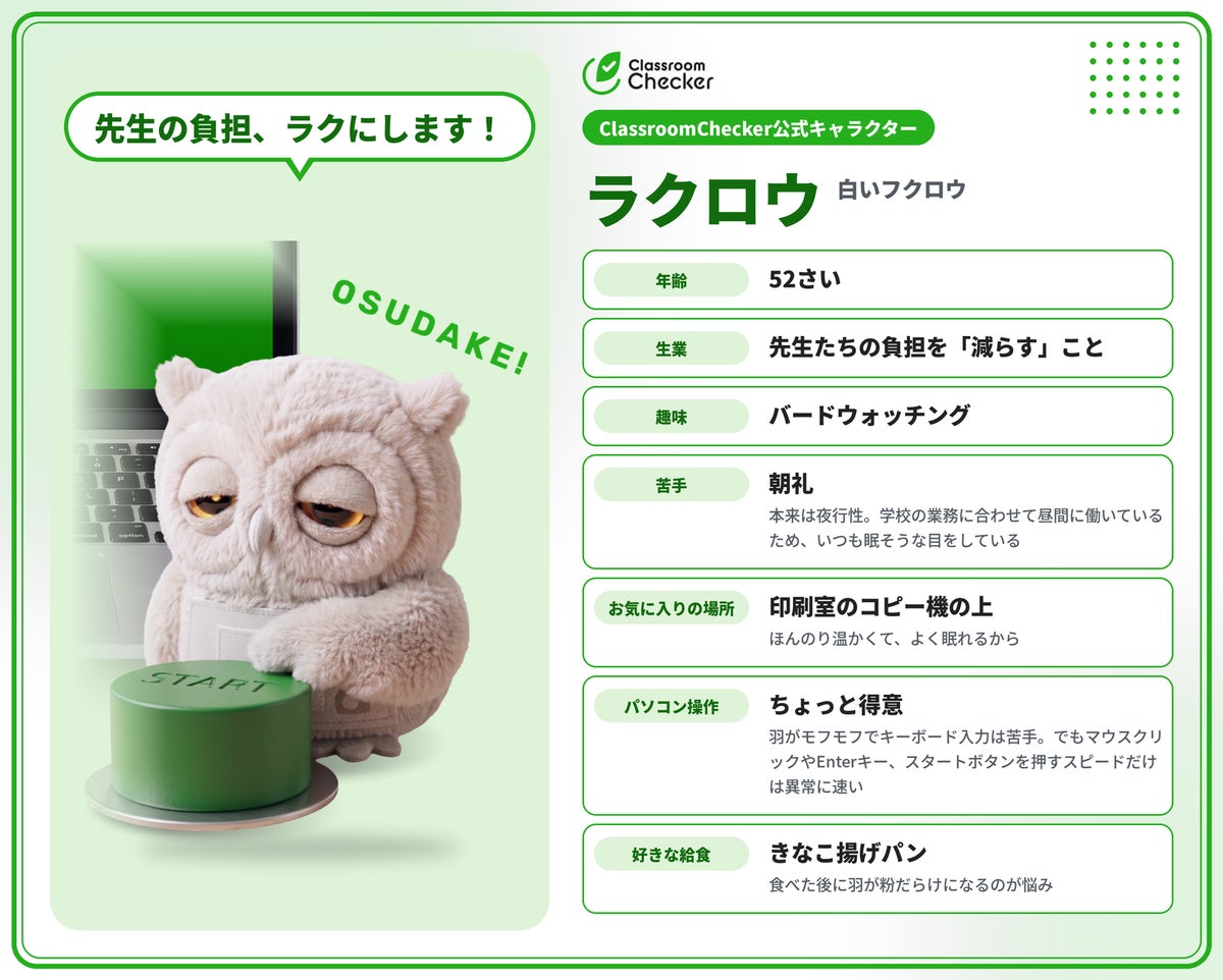 「ラクロウ」と「マモロウ」に決定 教育機関向け「ClassroomChecker」公式キャラクター名