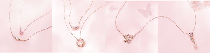 Canal4℃ 2024 SAKURA Collectionプラチナ ネックレス 春の陽気に咲く満開の桜と蝶が舞う朗らかな情景に心躍らせて
