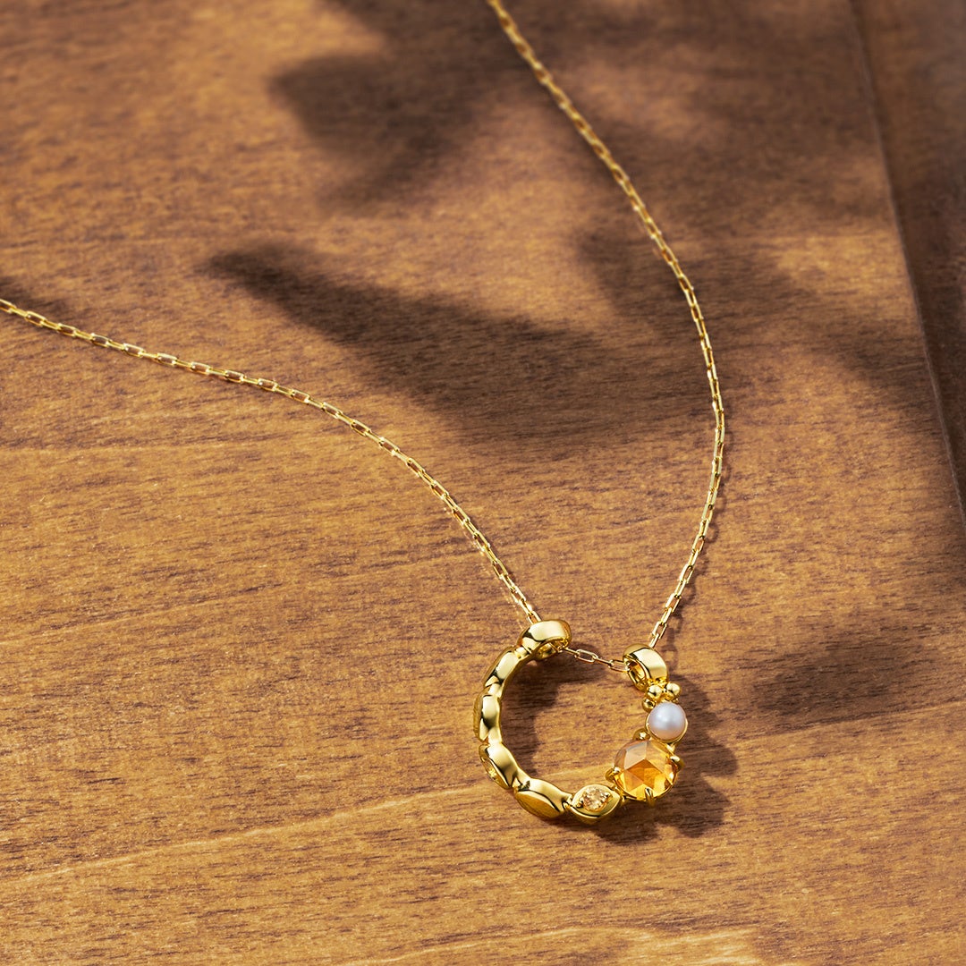 4℃ 2024 AUTUMN COLLECTION ネックレス ピンクゴールド 秋色に染まった天然石でドレスアップする Canal 4℃「2024
