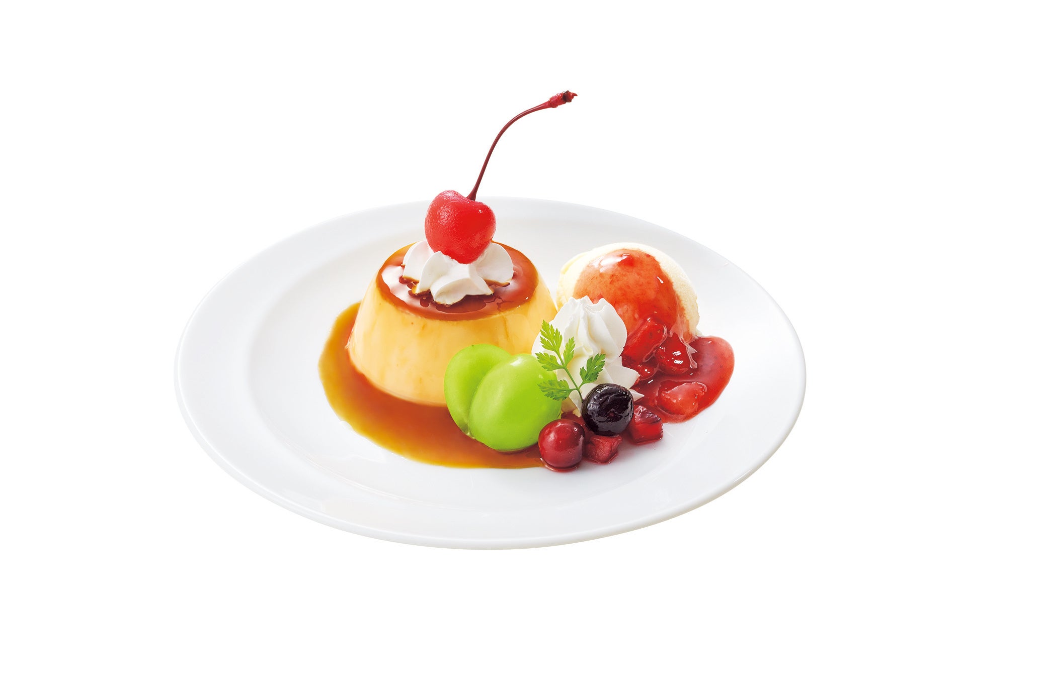 季節のプリンアラモード～シャインマスカット～　５９９円(税込６５８円)