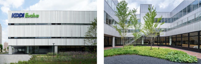 ガルバリウム鋼板がふんだんに使用された外装と中庭