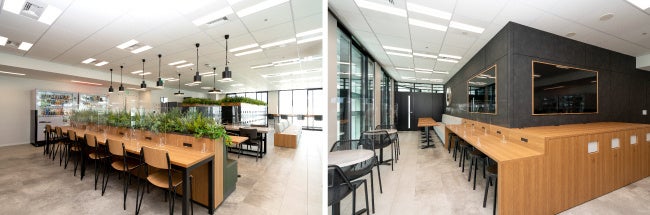 空港のラウンジをコンセプトとした、開放的かつ高級感を感じる休憩室