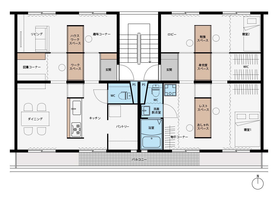 2021年度『ニコイチ』の最優秀提案　「家族の重なりをみつける」(図面)