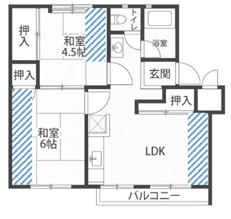 対象住戸の1例(香里三井団地) ※壁塗装の場合は斜線部を塗装