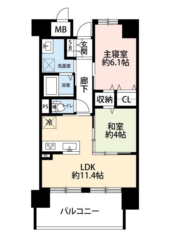 間取り例Aタイプ２LDK：50.43㎡)