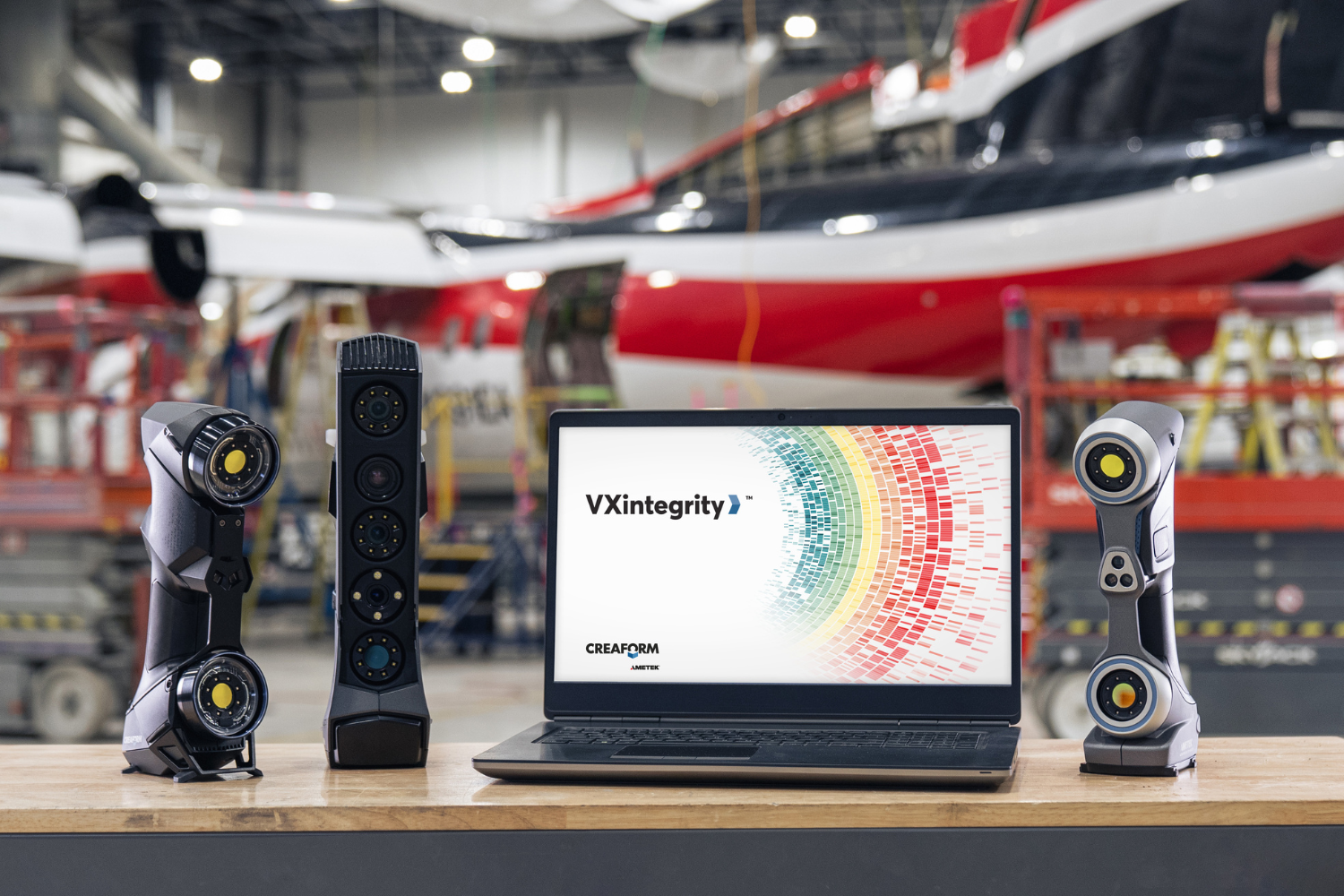 非破壊検査ソフトウェア、VXintegrityとの組み合わせで使用できるCreaformの3Dスキャナのラインナップ