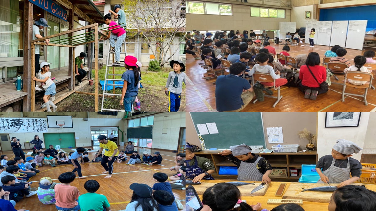ものづくり、調理、田畑仕事、工作、話し合い、ゲスト授業など多様な体験から学び育つ。