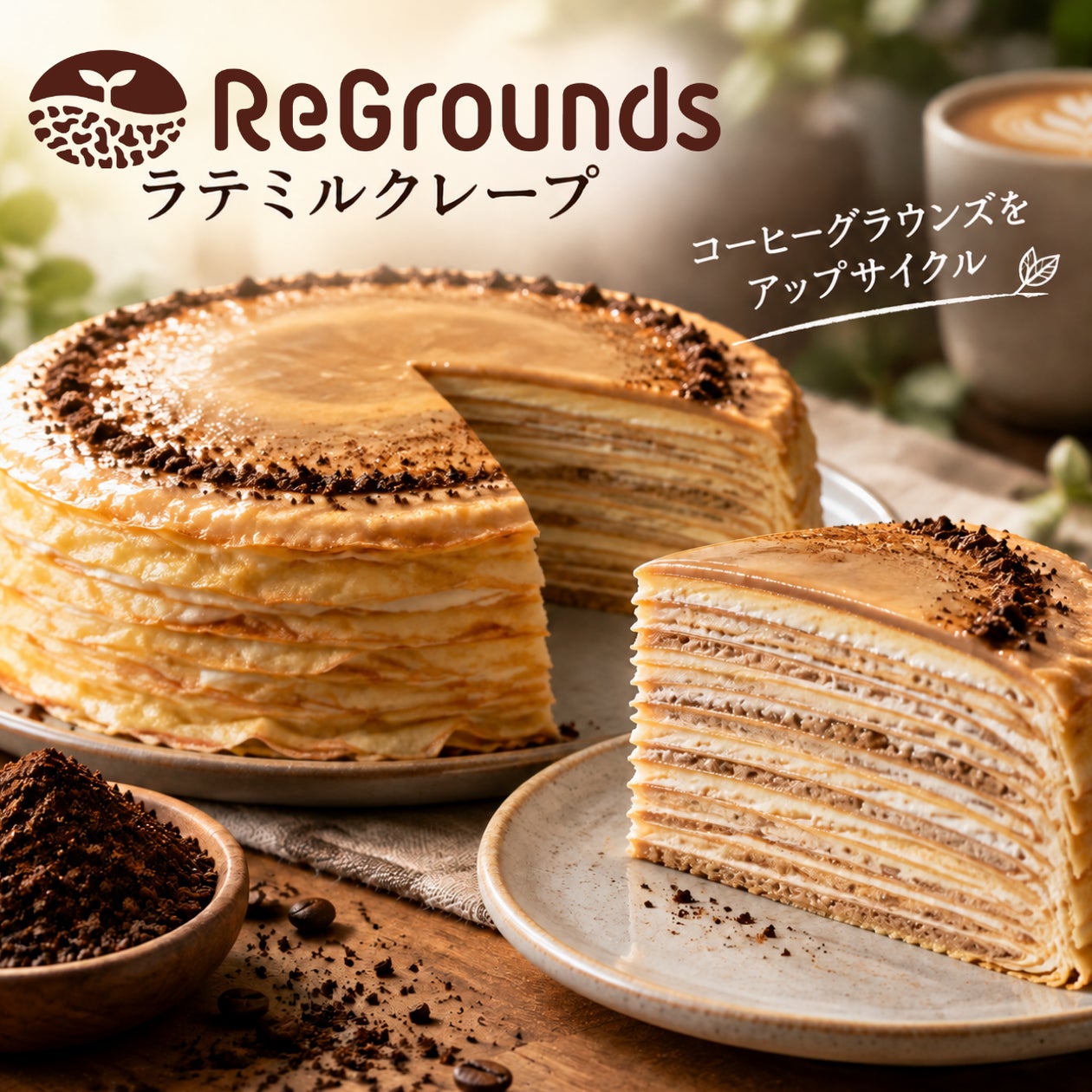 廃棄コーヒー粉を再利用、業務用冷凍ミルクレープが11月発売へ
