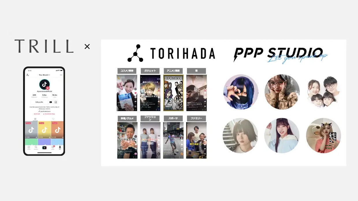※PPP STUDIOはショートムービークリエイターのマネジメントを行うTORIHADA社100%子会社のTikTokMCNです