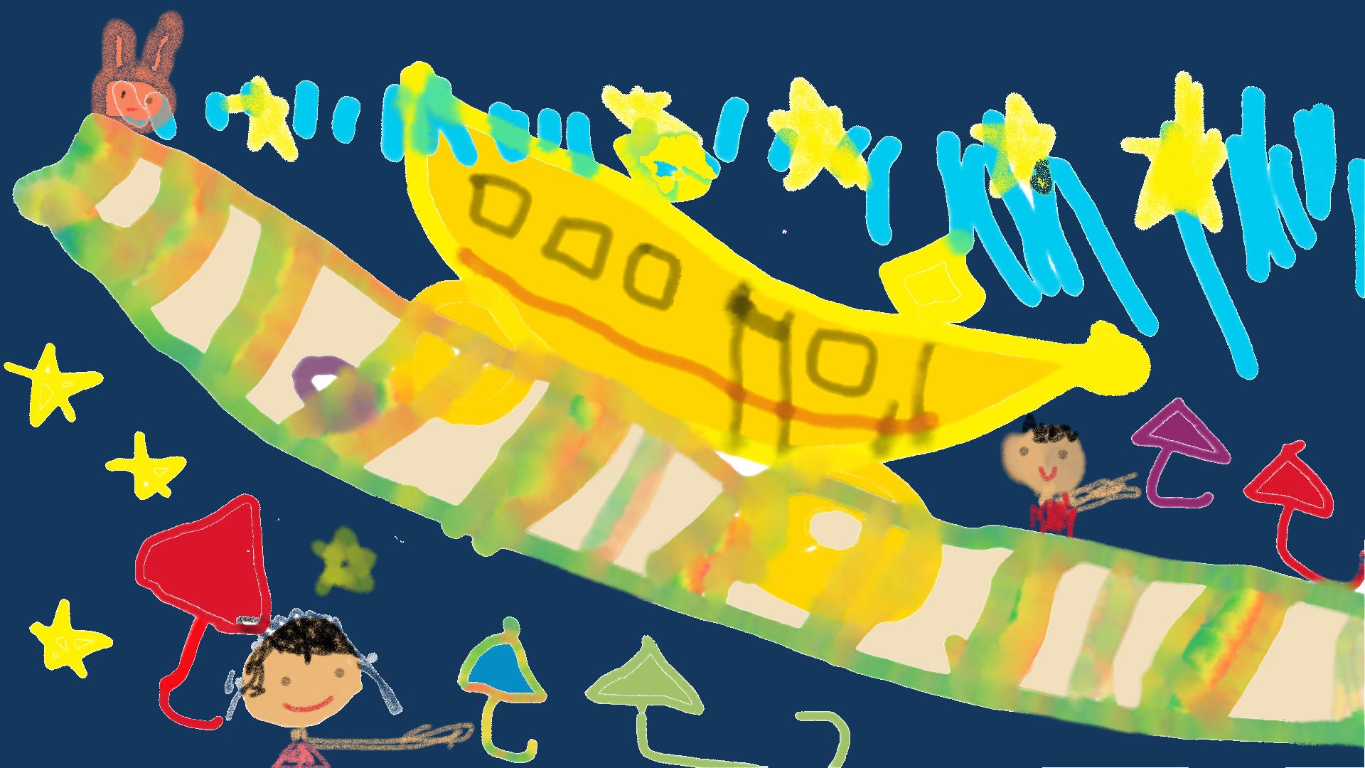 【ゴールド】デジタル部門未就学児童の部_岸田樹治さん「夜空を走る月の電車」