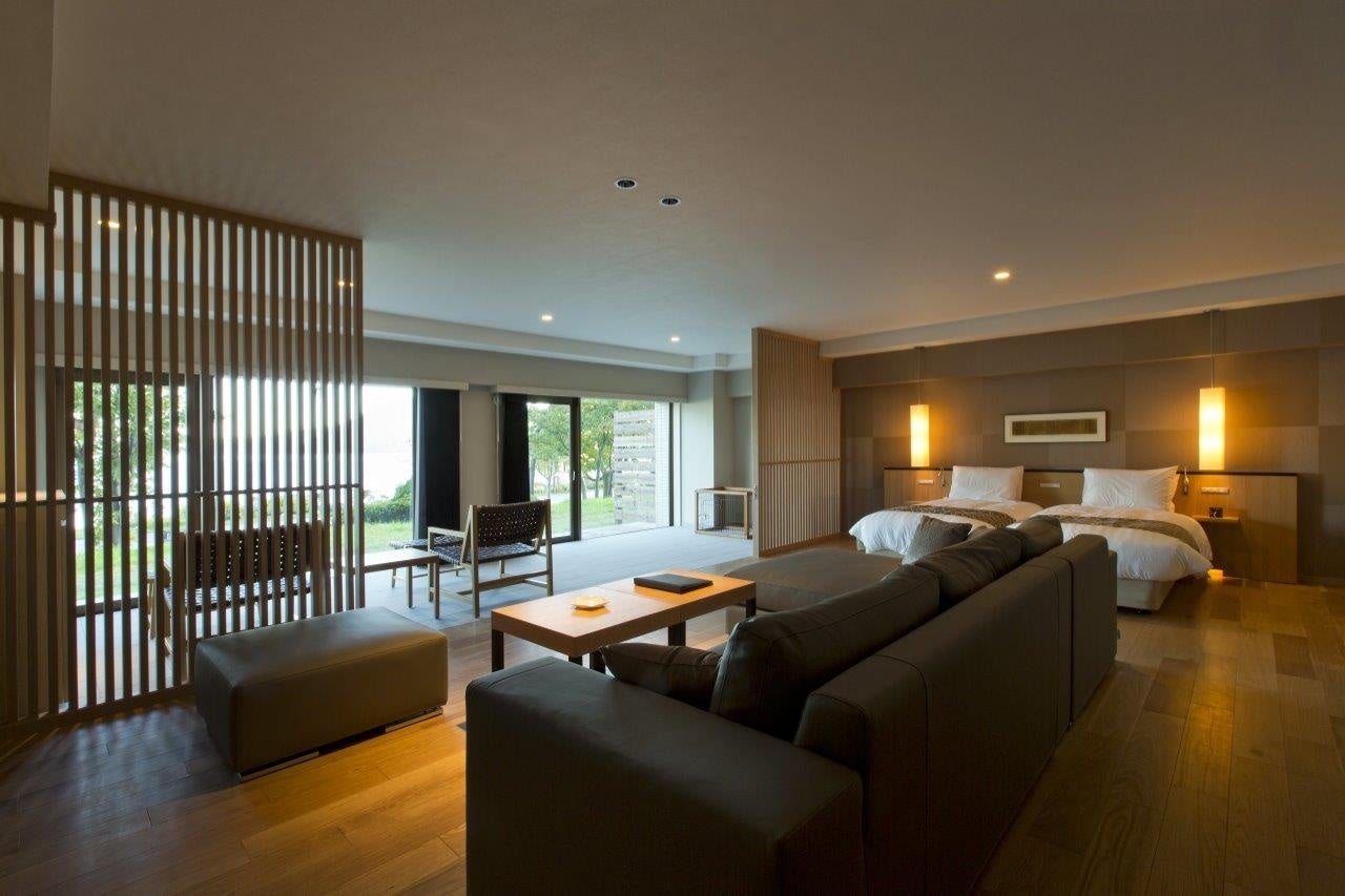 ワンちゃんも寛げるゆったりツイン。