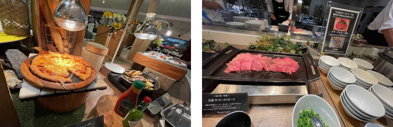 定番のピザやローストビーフはドレッシングが夏仕様！