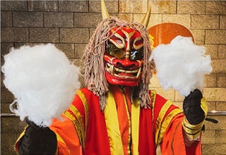 地獄谷の湯気のイメージしたわたあめです!