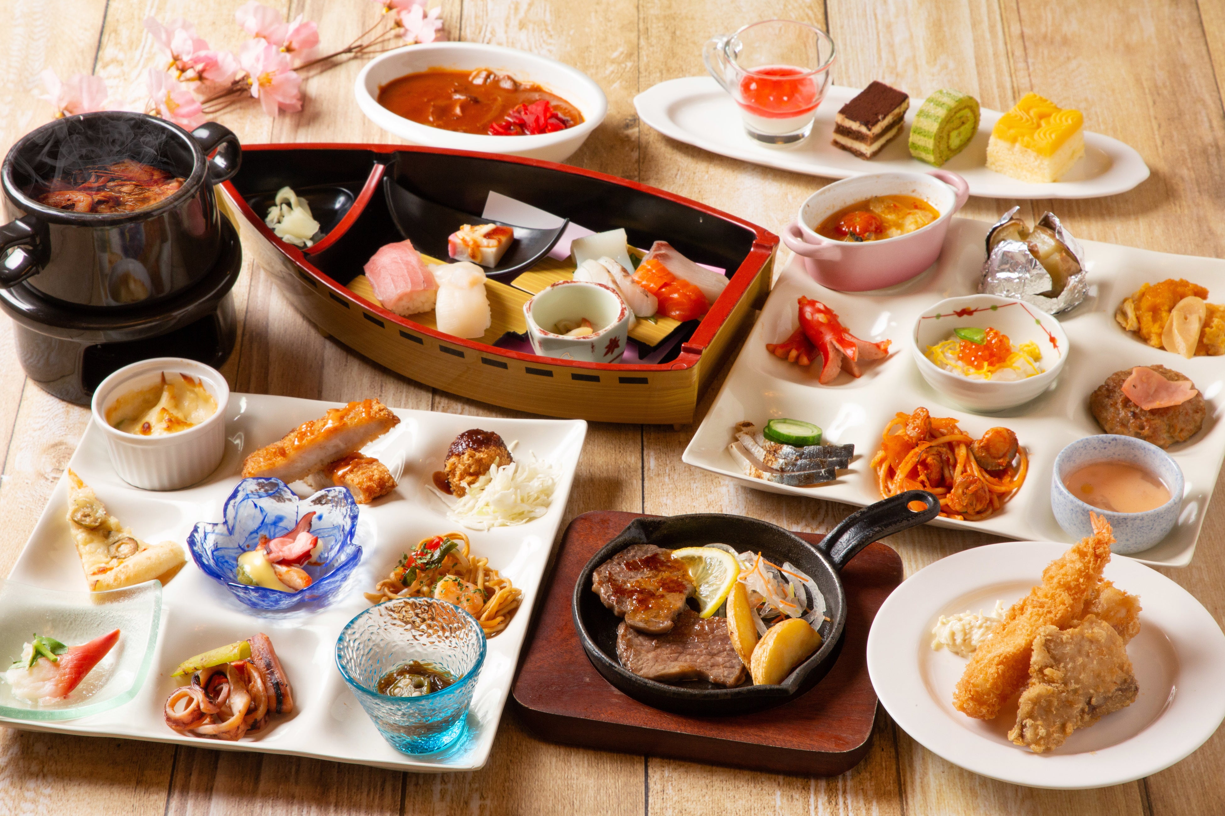 バイキングでは美味しい料理がたくさん並びます